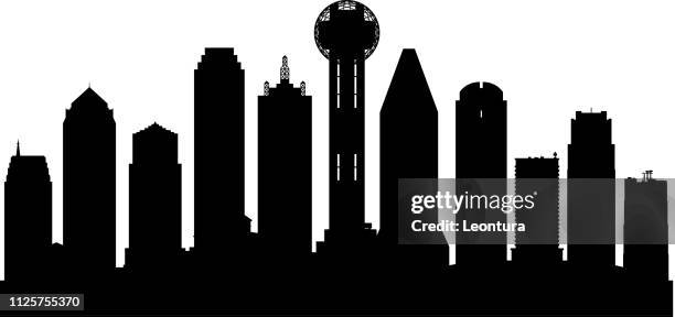 dallas skyline (all buildings are moveable and complete) - bank of america building dallas stock illustrations