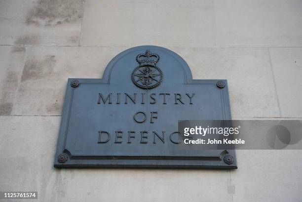 General view of the name plaque of the Ministry of Defence building on Horse Guards Avenue on January 28, 2019 in London, England.