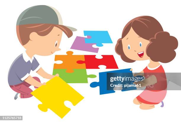 child puzzle - preschool stock illustrations