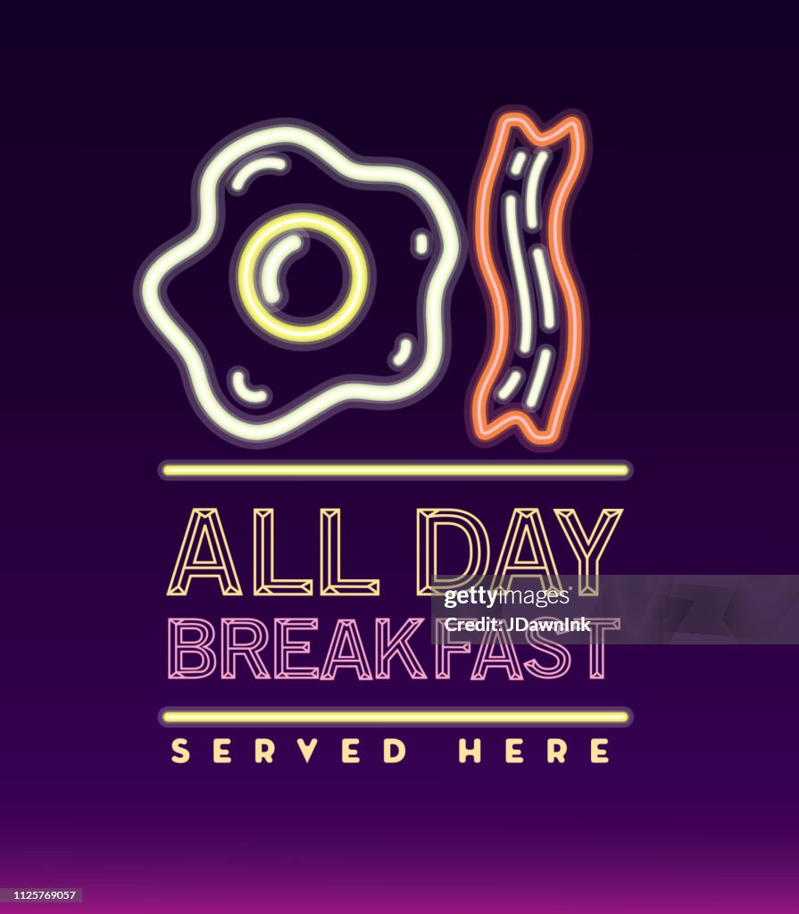 All Day Breakfast advertisement neon signage design