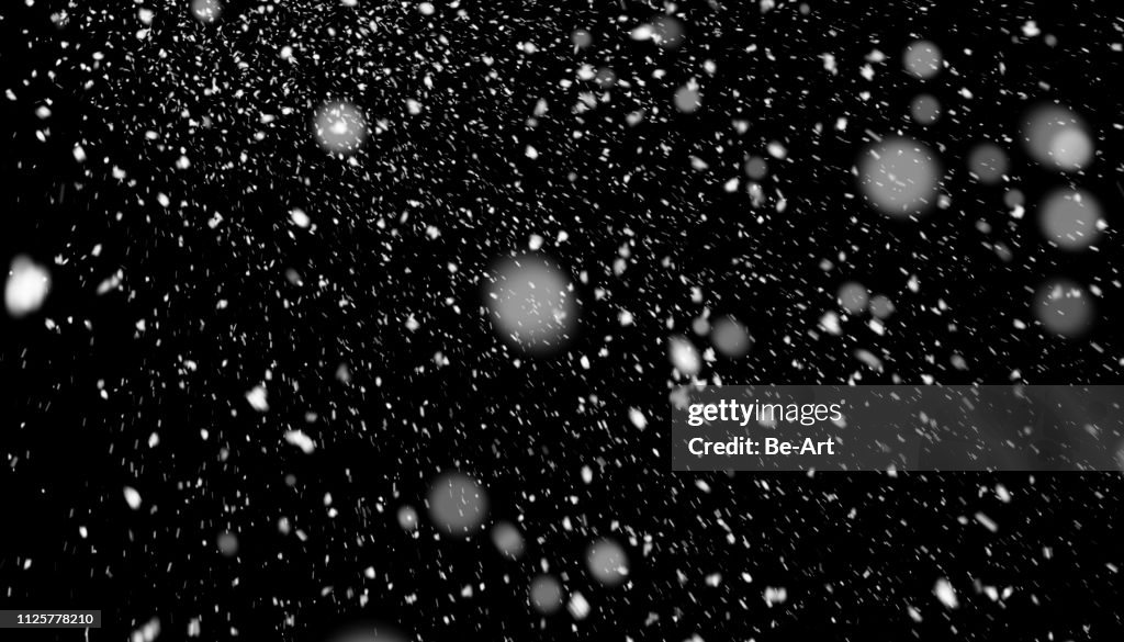 Snow texture on black background for overlay
