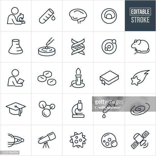 science thin line icons - editable stroke - animal brain stock illustrations