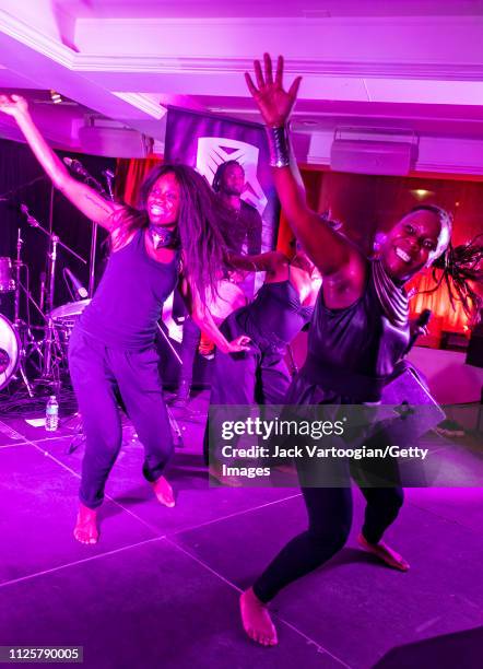 Mozambican Afrofuturist musician Gata Misteriosa leads the group Gato Preto during the 16th annual GlobalFest on the Studio Stage at the Copacabana,...