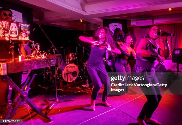 Mozambican Afrofuturist musician Gata Misteriosa leads the group Gato Preto during the 16th annual GlobalFest on the Studio Stage at the Copacabana,...