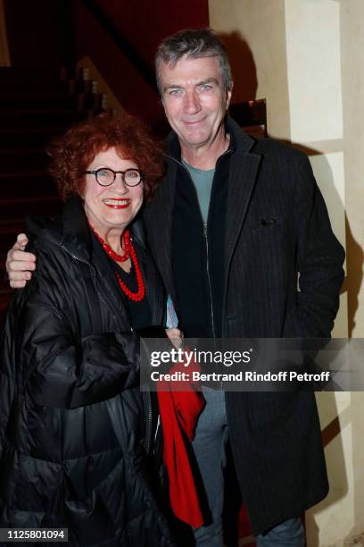 Actors Andrea Ferreol and Philippe Caroit attend the Michele Bernier One Woman Show "Vive Demain !" at Theatre des Varietes on January 28, 2019 in...