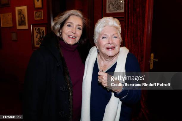 Actress Francoise Fabian and singer Line Renaud attend the Michele Bernier One Woman Show "Vive Demain !" at Theatre des Varietes on January 28, 2019...