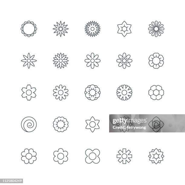 flower icons - lotus flower outline stock illustrations