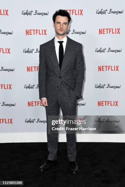 Tom Sturridge attends the Los Angeles premiere screening of "Velvet Buzzsaw" at American Cinematheque's Egyptian Theatre on January 28, 2019 in...