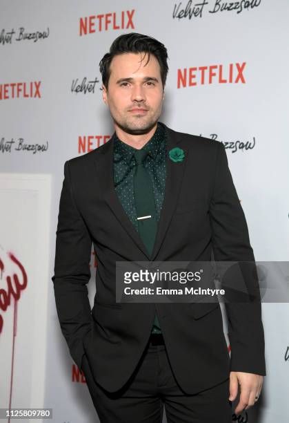 Brett Dalton attends the Los Angeles premiere screening of "Velvet Buzzsaw" at American Cinematheque's Egyptian Theatre on January 28, 2019 in...