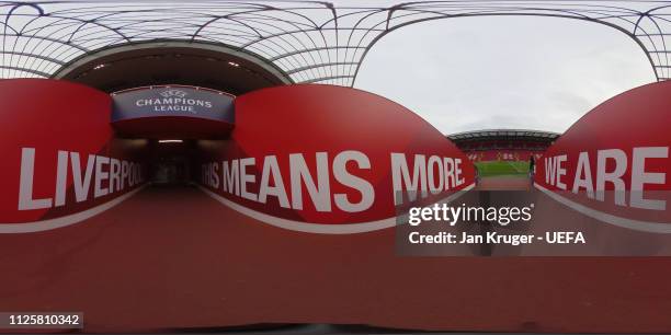 General view prior to the UEFA Champions League Round of 16 First Leg match between Liverpool and FC Bayern Muenchen at Anfield on February 19, 2019...