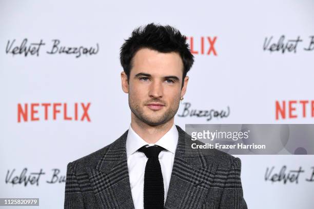Tom Sturridge attends the Los Angeles Premiere Screening Of "Velvet Buzzsaw" at American Cinematheque's Egyptian Theatre on January 28, 2019 in...