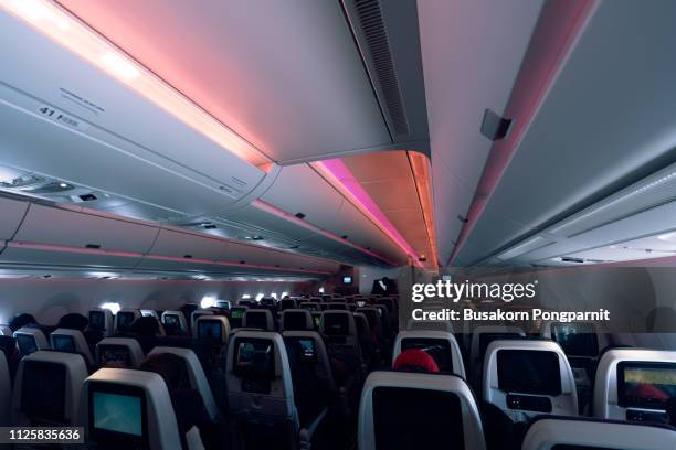 interior of the passenger airplane - modern aircraft carrier stock pictures, royalty-free photos & images