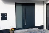 Modern new anthracite grey front door