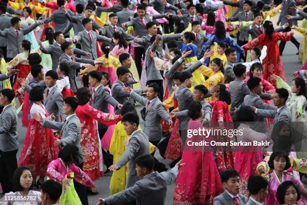 mass dance in pyongyang - north korea capital stock pictures, royalty-free photos & images