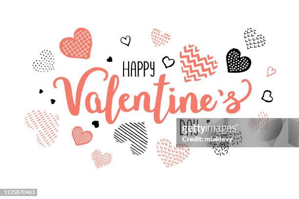 valentines day calligraphy greeting - february stock illustrations