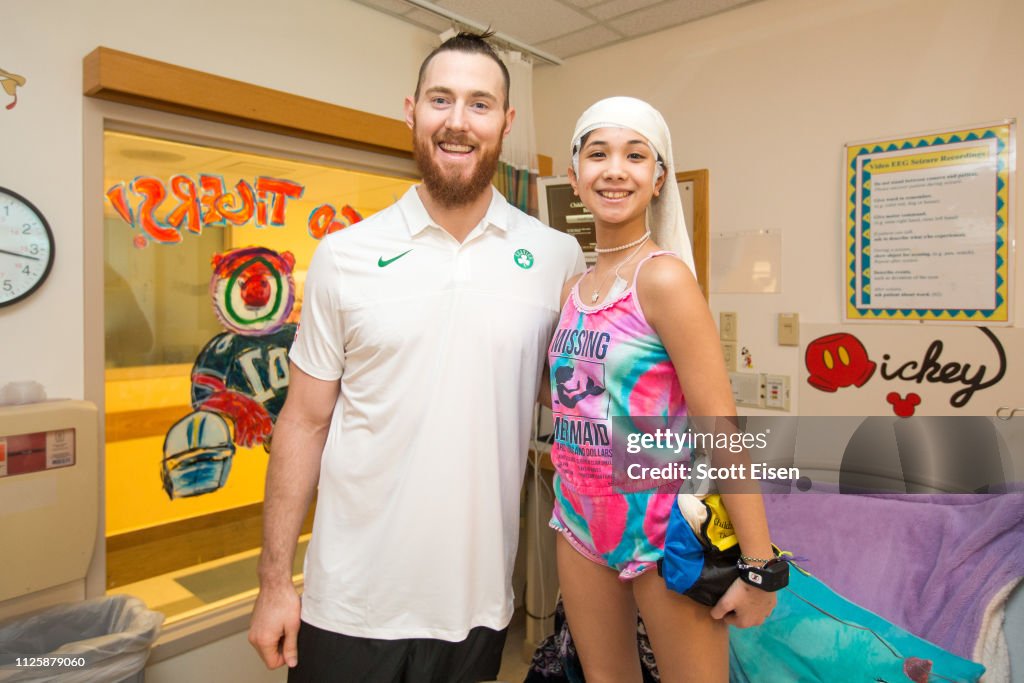 Celtics Player Aron Baynes Visits Patients At Boston Children's Hospital