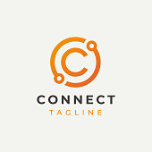 Tech Letter C Logotype Icon Design Template. Technology Abstract Line Connection Circle Vector Logotype. Simple creative template.