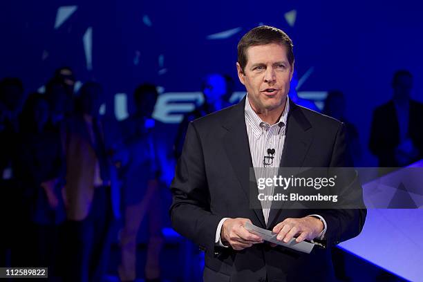 Mark Templin, group vice president and general manager of the Lexus division for Toyota Motor Sales U.S.A., addresses the media at the world premiere...
