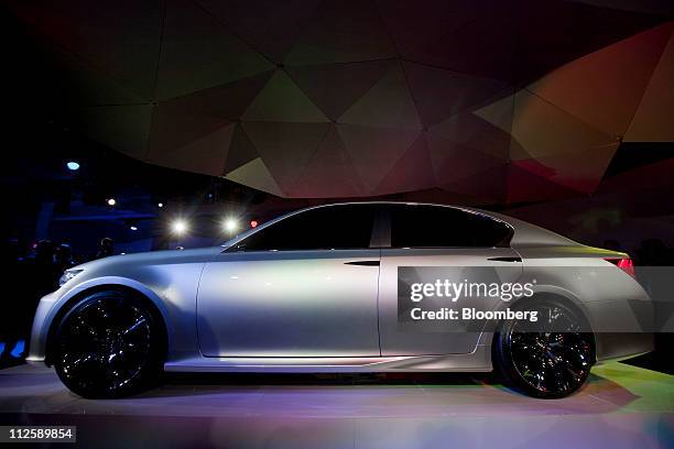 Toyota Motor Corp.'s Lexus LF-Gh concept car sits on display at an unveiling event in New York, U.S., on Tuesday, April 19, 2011. The Lexus LF-Gh...