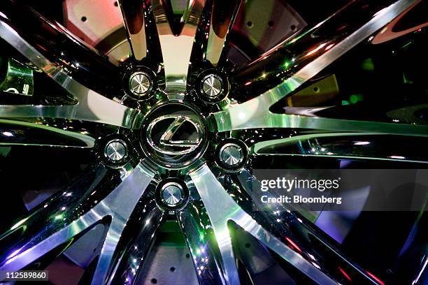 Toyota Motor Corp.'s Lexus LF-Gh concept car wheel sits on display at an unveiling event in New York, U.S., on Tuesday, April 19, 2011. The Lexus...