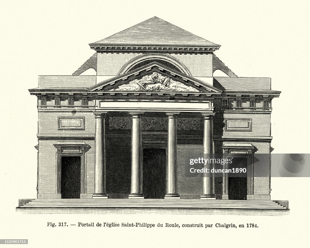 Arquitetura, Portal Saint-Philippe du Roule igreja, Paris, do século XVIII