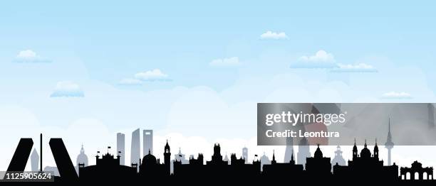 madrid (all buildings are complete and moveable) - madrid panorama stock illustrations