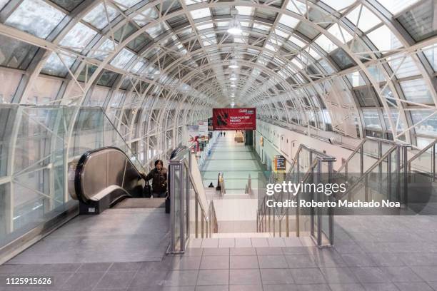 The Skywalk in the downtown district. General view of the landmark. Wide angle architecture interior of the infrastructure joining Union Station and...