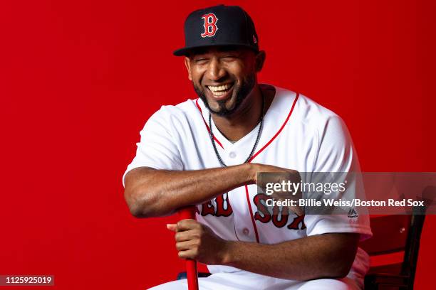 Eduardo Nunez of the Boston Red Sox poses for a portrait on team photo day on February 19, 2019 at JetBlue Park at Fenway South in Fort Myers,...