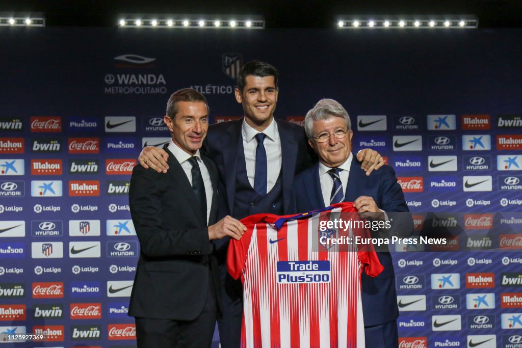 Alvaro Morata Is Presented As New Player Of Atletico De Madrid
