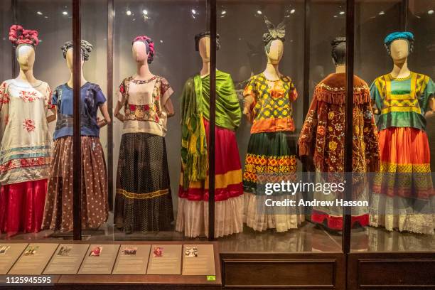 Collection of the artist's clothes inside the Casa Azul, or Blue House, in Mexico City, the museum dedicated to artist Frida Kahlo on January 17,...