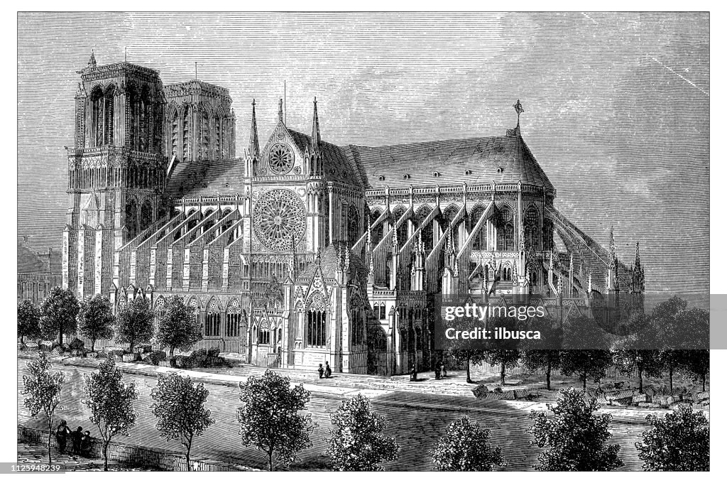 Ilustração do francês catedrais de antiguidades: Notre-Dame de Paris