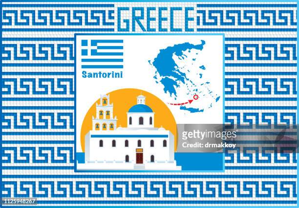 greece and santorini - santorini stock illustrations
