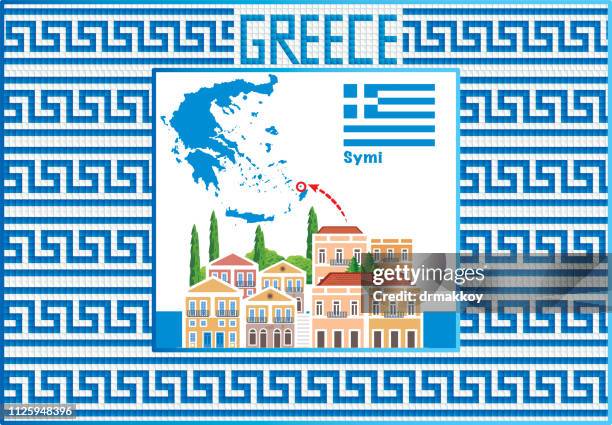 greece and symi - symi island stock illustrations