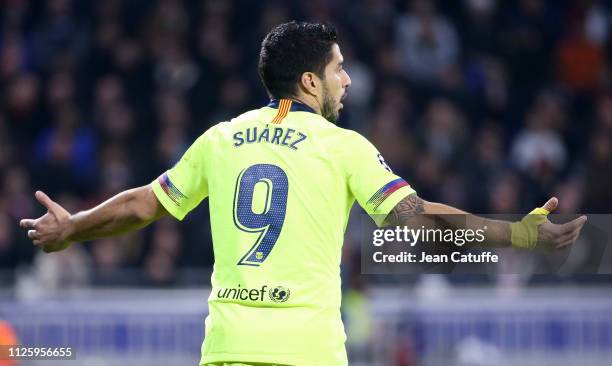 Luis Suarez of Barcelona during the UEFA Champions League Round of 16 First Leg match between Olympique Lyonnais and FC Barcelona at Groupama Stadium...