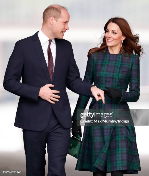 Prince William, Duke of Cambridge and Catherine, Duchess of Cambridge, who are known as the Duke and Duchess of Strathearn in Scotland, arrive to...