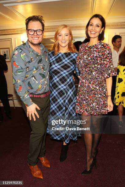 Alan Carr, Sarah-Jane Mee and Melanie Sykes attend 'La Boheme' at the English National Opera on January 29, 2019 in London, England.