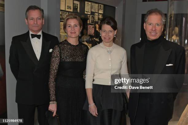 Daniel Chatto, Serena Armstrong-Jones, Countess of Snowdon, Lady Sarah Chatto and David Armstrong-Jones, 2nd Earl of Snowdon, attend a gala dinner...