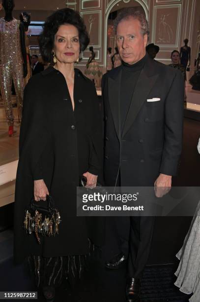 Bianca Jagger and David Armstrong-Jones, 2nd Earl of Snowdon attend a gala dinner celebrating the opening of the "Christian Dior: Designer of Dreams"...