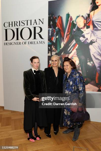 Suzy Menkes, Maria Grazia Chiuri and Lady Frances Von Hofmannsthal attend the 'Christian Dior: Designer Of Dreams' exhibition at the V&A opening gala...