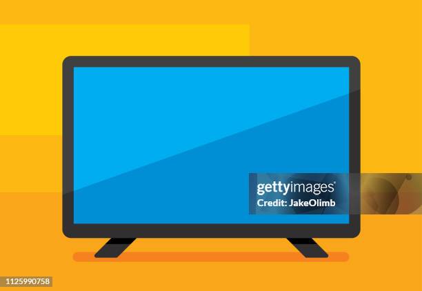 stockillustraties, clipart, cartoons en iconen met hdtv pictogram plat - televisietoestel