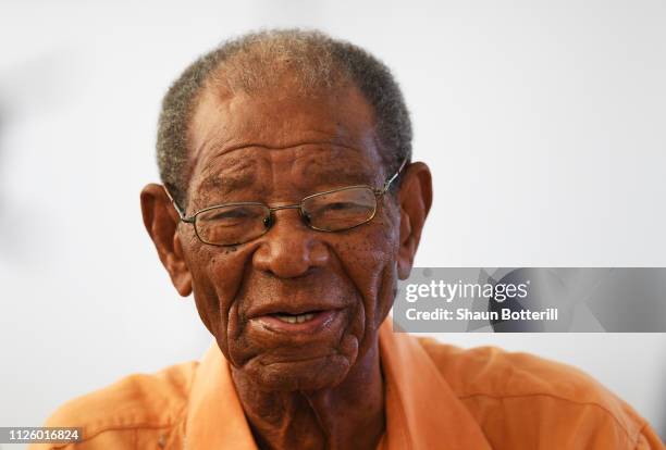 Ex West Indies cricketer Sir Everton Weekes during Day Four of the First Test match between England and West Indies at Kensington Oval on January 26,...