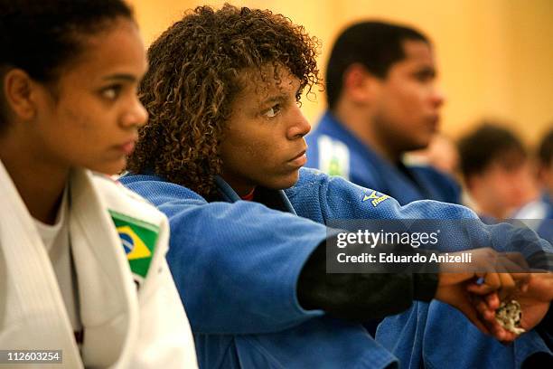 Under 17 and Under 20 Selections of Judo during a training session at the Olympic Center on April 19, 2011 in Sao Paulo, Brazil. The training is part...