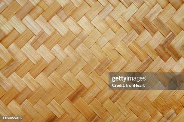 handmade bamboo background. - mimbre fotografías e imágenes de stock