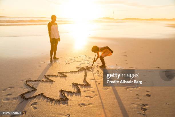 Mother and daughter playing together on the beach