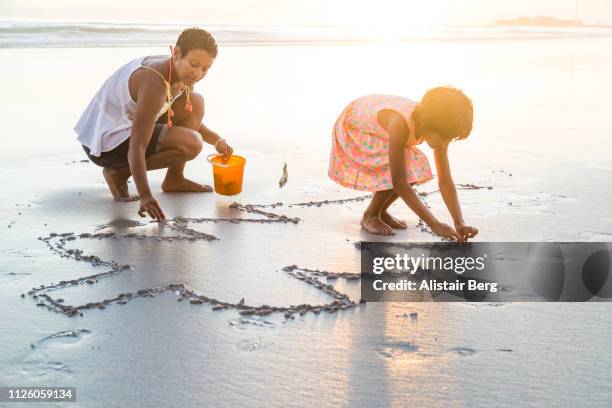 Mother and daughter playing together on the beach