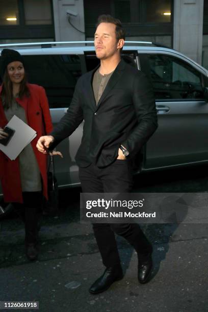 Chris Pratt seen at BBC Radio 2 promoting the new Lego movie on January 30, 2019 in London, England.
