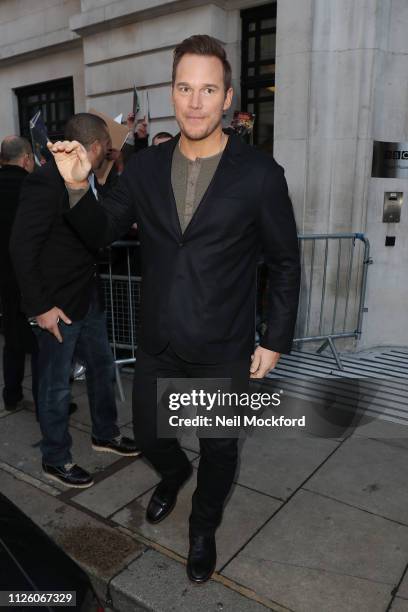 Chris Pratt seen at BBC Radio 2 promoting the new Lego movie on January 30, 2019 in London, England.