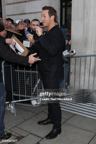 Chris Pratt seen at BBC Radio 2 promoting the new Lego movie on January 30, 2019 in London, England.