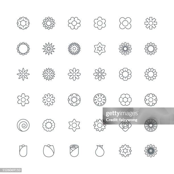 stockillustraties, clipart, cartoons en iconen met de pictogrammen van de bloem - zonnebloemen