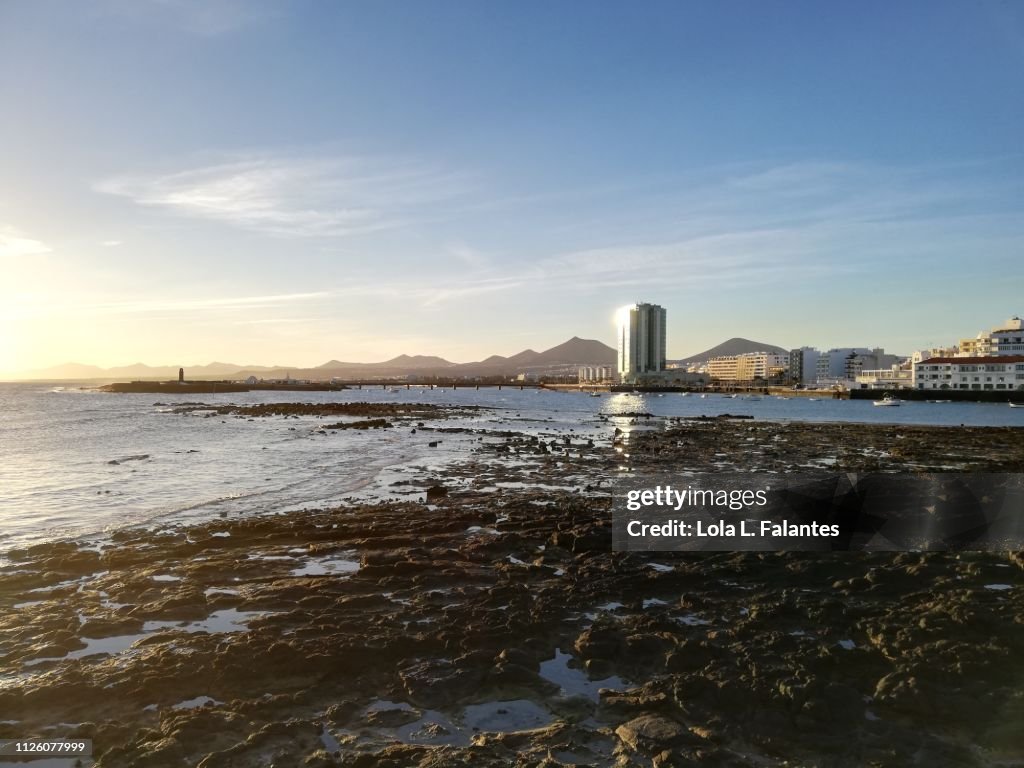 Lanzarote coastline at sunset